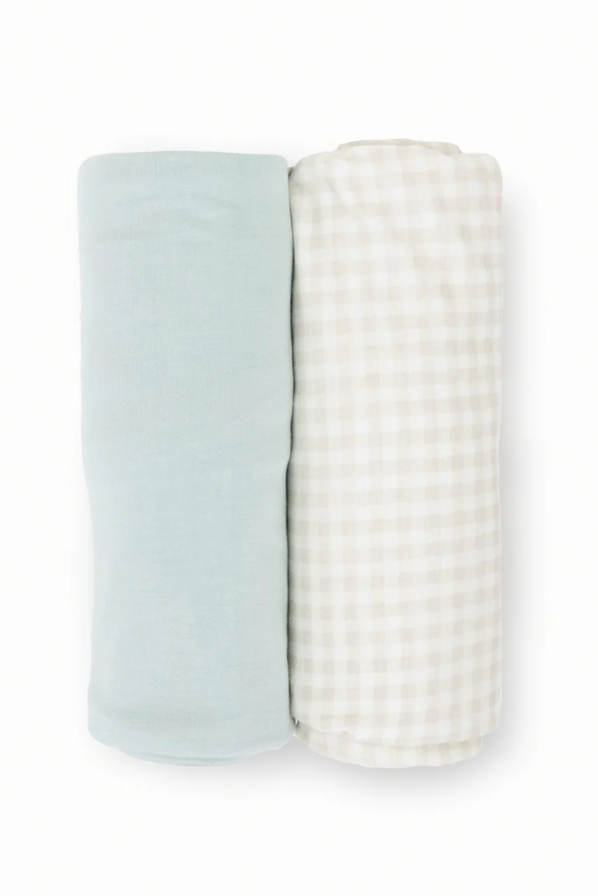 Frost Green Stretch Knit Swaddle Blanket 2 Pack - Image 3