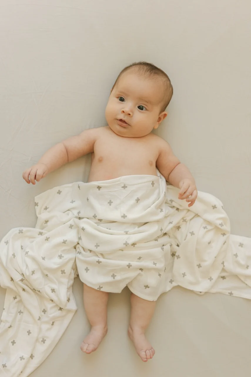 Grey Cross Stretch Knit Swaddle Blanket 2 Pack - Image 6