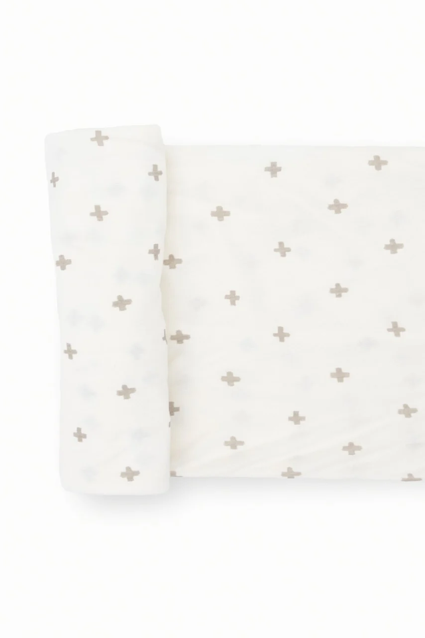 Grey Cross Stretch Knit Swaddle Blanket - Image 4
