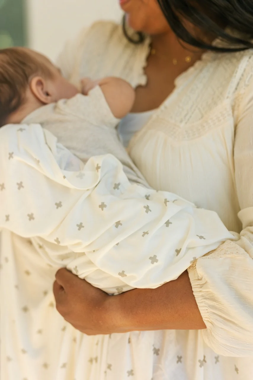 Grey Cross Stretch Knit Swaddle Blanket - Image 6