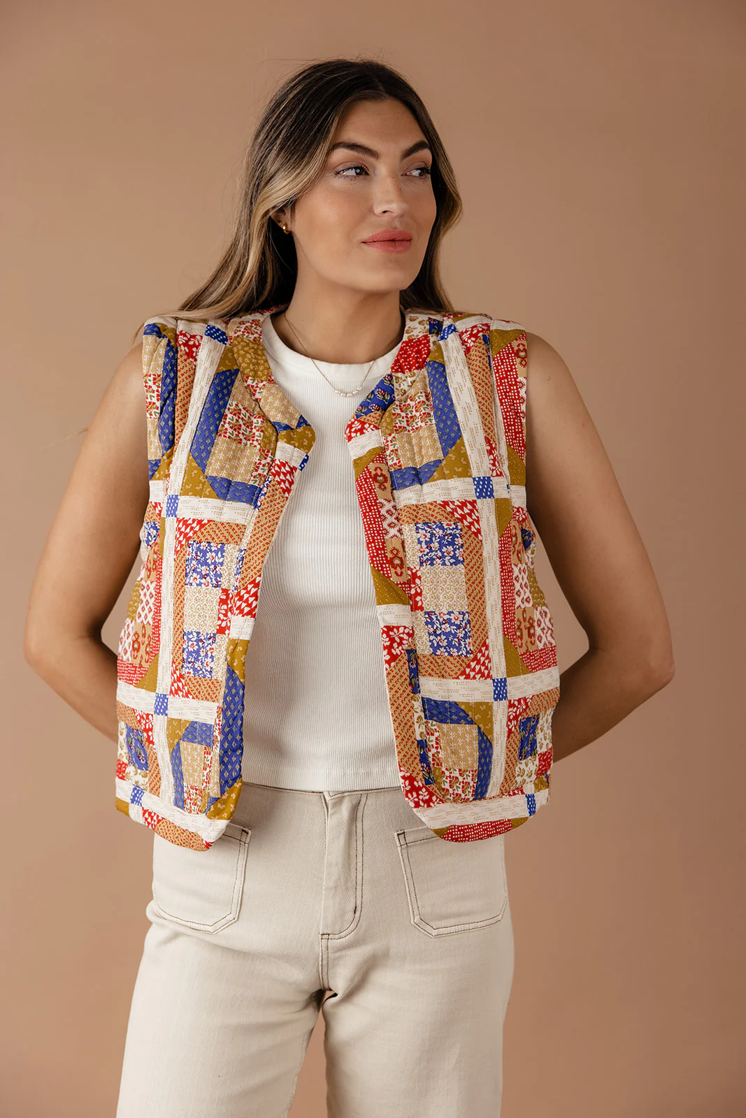 Kim Patchwork Puff Quilted Vest - Image 3