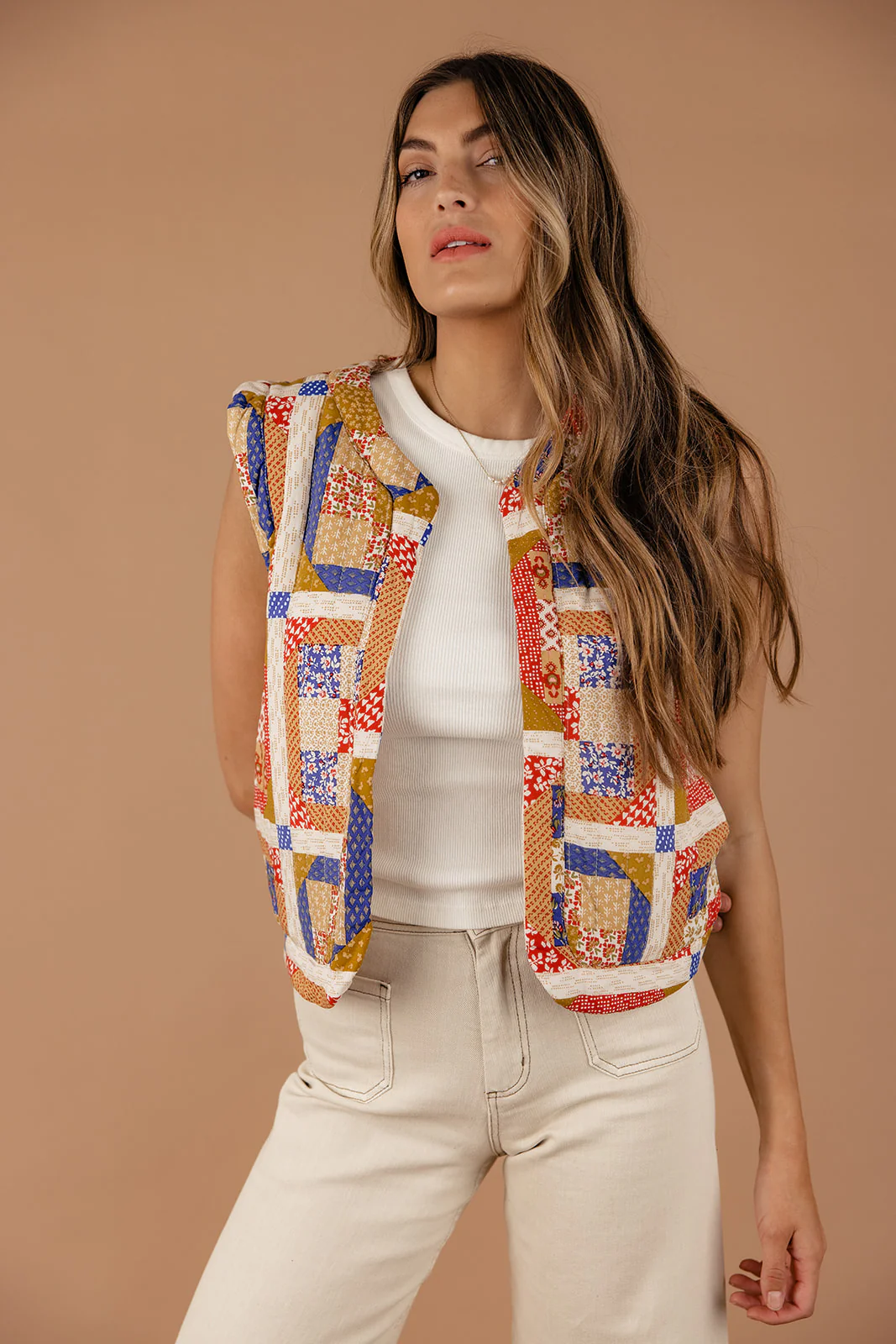 Kim Patchwork Puff Quilted Vest - Image 6