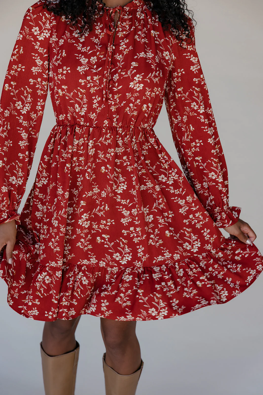 Scarlet Blossom Tiered Dress - Image 3